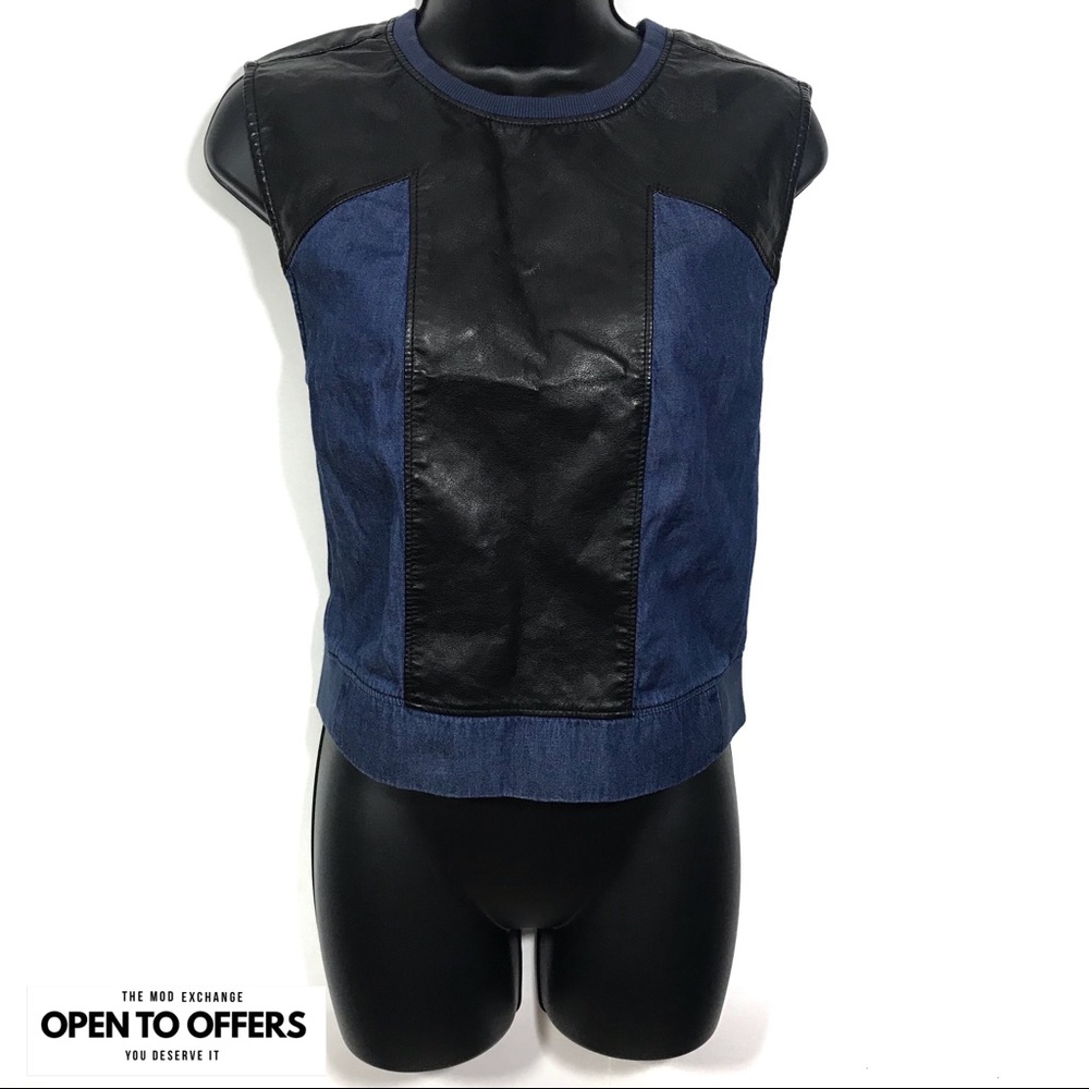 Silence + Noise Blue Sleeveless Statement Top